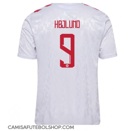 Camisa de time de futebol Dinamarca Rasmus Hojlund #9 Replicas 2º Equipamento Europeu 2024 Manga Curta